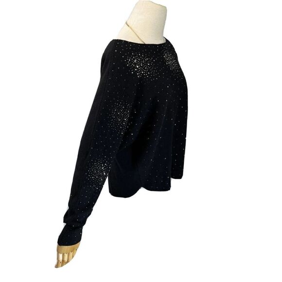 Milano By SioniSweater Size Large Black Rhinestones Long Sleeve NEW - Picture 2 of 11